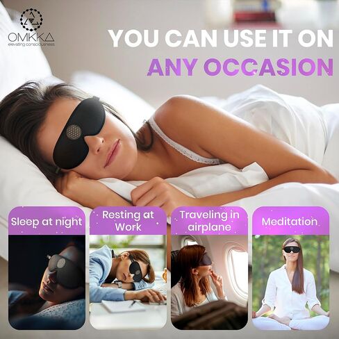 قناع عين للتأمل، غطاء عين حاجب للضوء للرجال والنساء، كوب محيطي ثلاثي الأبعاد بتصميم مريح للغاية، قابل للتعديل، مسامي، وميض بحرية. زهرة الحياة رمز الحماية in Kuwait