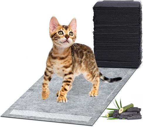 Charcoal Litter Pads 16.9x11.4in Cat Pads Refills for Litter Box 6-Layer Leak-Proof Super Absorbent Up to 15-Cup Activated Carbon Odor-Control Pee Pads for Cats, Disposable (50 Counts) in Saudi Arabia