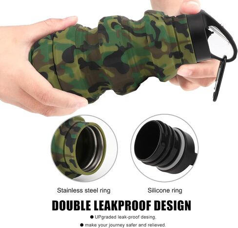 QiCheng&LYS Collapsible Water Bottle Sports Bottle 19.5OZ/580ml Travel Water Bottle for Men Women Kids. BPA Free Food Grade Silicone. (Army green camouflage) in Saudi Arabia