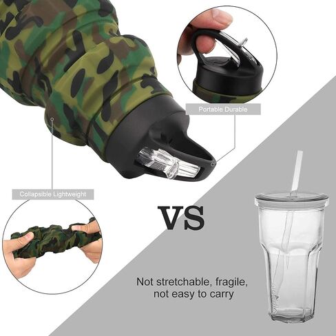 QiCheng&LYS Collapsible Water Bottle Sports Bottle 19.5OZ/580ml Travel Water Bottle for Men Women Kids. BPA Free Food Grade Silicone. (Army green camouflage) in Saudi Arabia