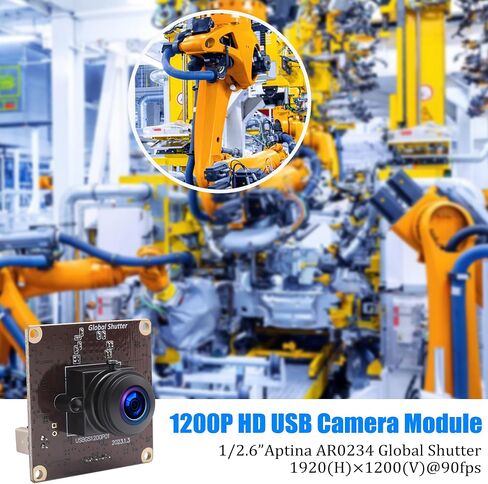 وحدة كاميرا USB Magnolia Global Shutter HD بزاوية واسعة 180 درجة، 90 إطارًا في الثانية عند 1200 بكسل، قم بتوصيل وتشغيل كاميرا ويب صغيرة للتطبيقات المدمجة/الماسحات الضوئية/مراقبة أمن المنزل. in Kuwait