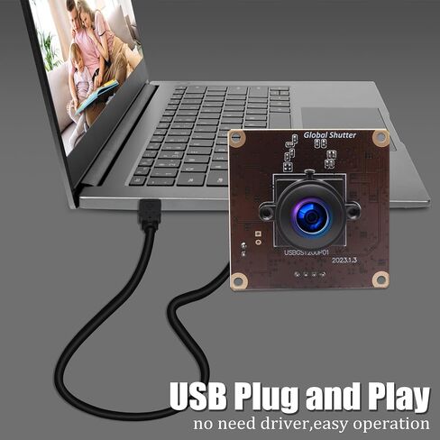 وحدة كاميرا USB Magnolia Global Shutter HD بزاوية واسعة 180 درجة، 90 إطارًا في الثانية عند 1200 بكسل، قم بتوصيل وتشغيل كاميرا ويب صغيرة للتطبيقات المدمجة/الماسحات الضوئية/مراقبة أمن المنزل. in Kuwait