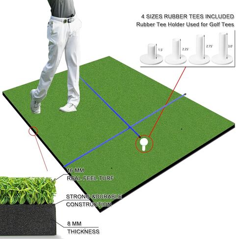 Golf Mats Practice Outdoor Indoor Matt 5x5 Ft 5x3 5x4 Turf Hitting Mat with 2 Alignment Sticks 1 Swing Plate for Driving Range Backyard in Saudi Arabia