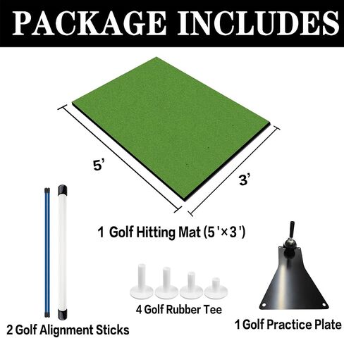 Golf Mats Practice Outdoor Indoor Matt 5x5 Ft 5x3 5x4 Turf Hitting Mat with 2 Alignment Sticks 1 Swing Plate for Driving Range Backyard in Saudi Arabia