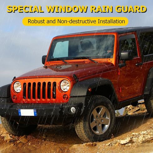 عاكس النافذة الجانبية لواقي المطر من AUXMART لسيارة Jeep Wrangler JK 2-Door 2007-2017، قناع ظل المطر للنافذة (عبوتان، ليس لـ JL) in Kuwait