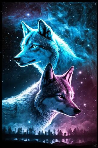 5D Diamond Painting Kits, Diamond Painting Blue Rose Flaming Wolf Full Diamond Cross Stitch Handmade Beginners Crystal Gemstone Craft, 8X12Inch for Home Decor Bathroom Decor Or Gift in Saudi Arabia