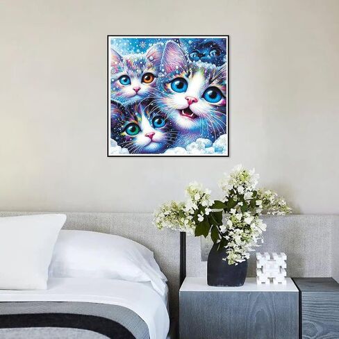 مجموعات الطلاء الماسي من Stalente للقطط البالغة، مجموعات فنية ماسية خماسية الأبعاد للمبتدئين، لوحة ماسية دائرية كاملة لتزيين الحائط المنزلي هدية 12×12 بوصة، حيوان in Saudi Arabia