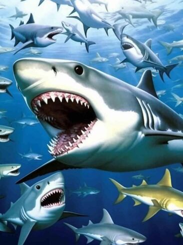 Pavemlo 5D Diamond Art Painting Kits for Adults Big Shark, Full Drill Diamond Art Animals Pictures Paint with Diamonds, DIY Cross Stitch Jewel Art Rhinestone Craft for Home Wall Decor 12X16 inch in Saudi Arabia