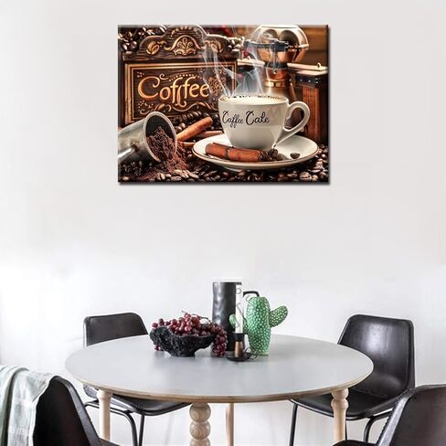 Good Morning Diamond Painting DIY 5D, Numbering Kit,Cappuccino Coffee Artwork/Pictures Cream Cake and Cofee Wall Art Crystal Rhinestone Embroidery Painting Home Decor Adults Gift(12''Wx 16''H) in Saudi Arabia
