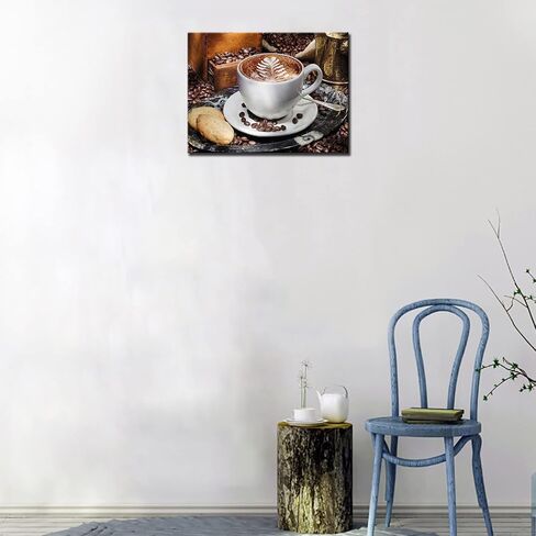 Good Morning Diamond Painting DIY 5D, Numbering Kit,Cappuccino Coffee Artwork/Pictures Cream Cake and Cofee Wall Art Crystal Rhinestone Embroidery Painting Home Decor Adults Gift(12''Wx 16''H) in Saudi Arabia