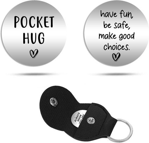 Have fun, Be safe, Make Good Choices Pocket Hug Cute Couples Gift - Gifts for Teens w/Leather Case Keychain #PH88 in Saudi Arabia