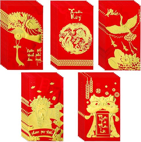 30 Pcs Chinese Red Envelopes Hongbao Lucky Money Envelopes for Cash, Wedding Envelopes Vietnamese Red Packet Spring Festival, New Year, Birthday, Decoration, Wedding, Business in Saudi Arabia