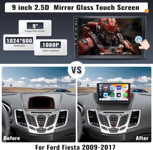 UNITOPSCI 2G+32G Android 13 ستيريو سيارة لفورد فييستا 2009-2017 مع CarPlay Android Auto 9 بوصة تعمل باللمس نظام تحديد المواقع العالمي (GPS) بلوتوث مرآة وصلة FM/RDS SWC + ميكروفون كاميرا احتياطية in Saudi Arabia
