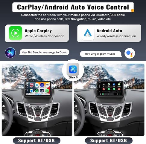 UNITOPSCI 2G+32G Android 13 ستيريو سيارة لفورد فييستا 2009-2017 مع CarPlay Android Auto 9 بوصة تعمل باللمس نظام تحديد المواقع العالمي (GPS) بلوتوث مرآة وصلة FM/RDS SWC + ميكروفون كاميرا احتياطية in Saudi Arabia