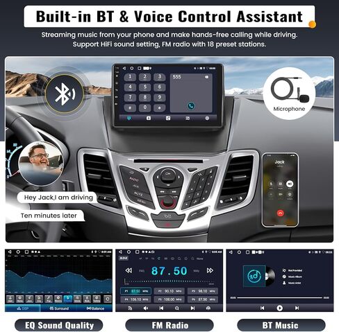 UNITOPSCI 2G+32G Android 13 ستيريو سيارة لفورد فييستا 2009-2017 مع CarPlay Android Auto 9 بوصة تعمل باللمس نظام تحديد المواقع العالمي (GPS) بلوتوث مرآة وصلة FM/RDS SWC + ميكروفون كاميرا احتياطية in Saudi Arabia