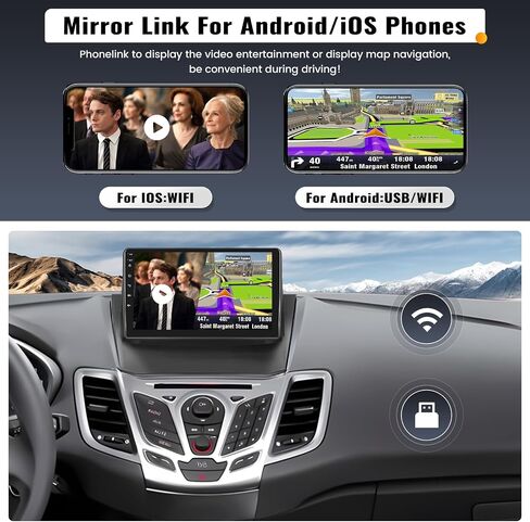 UNITOPSCI 2G+32G Android 13 ستيريو سيارة لفورد فييستا 2009-2017 مع CarPlay Android Auto 9 بوصة تعمل باللمس نظام تحديد المواقع العالمي (GPS) بلوتوث مرآة وصلة FM/RDS SWC + ميكروفون كاميرا احتياطية in Saudi Arabia