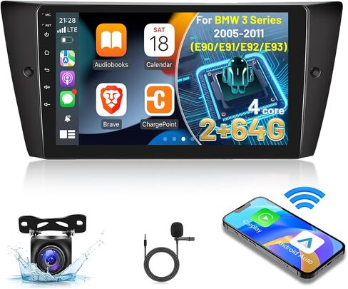 [2G+64G] Car Radio for BMW 3 Series 328i 335i 325i 2005-2011 (E90/E91/E92/E93), Android 13 Touch Screen Car Play Stereo, Carplay/Android Auto/EQ Audio/SWC/Bluetooth in Saudi Arabia