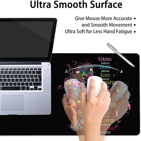 Large Mouse Pad, Extended Office Desk Pad 31.5x11.8in,Ergonomic Memory Foam Mouse Wrist Rest Support for Home Office Computer Writing Pad,African American Woman Black Women XXL Black Gaming Mouse Mat in Saudi Arabia