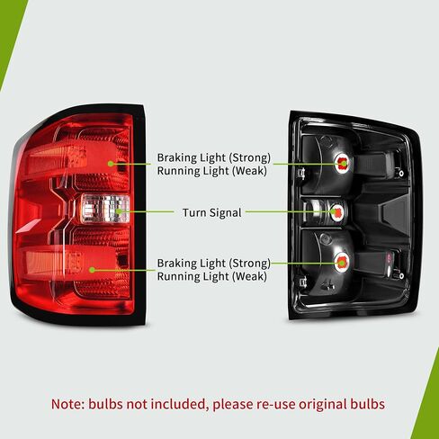 AUTOSAVER88 LED Tail Light Assembly Compatible with 2014-2019 Chevy Silverado 1500, 2015-2019 2500 HD/3500 HD, 2019 1500 LD, 2015-2019 GMC Sierra 3500 HD Brake Rear Lamp Taillights Replacement - Pair in Saudi Arabia