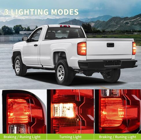 AUTOSAVER88 LED Tail Light Assembly Compatible with 2014-2019 Chevy Silverado 1500, 2015-2019 2500 HD/3500 HD, 2019 1500 LD, 2015-2019 GMC Sierra 3500 HD Brake Rear Lamp Taillights Replacement - Pair in Saudi Arabia