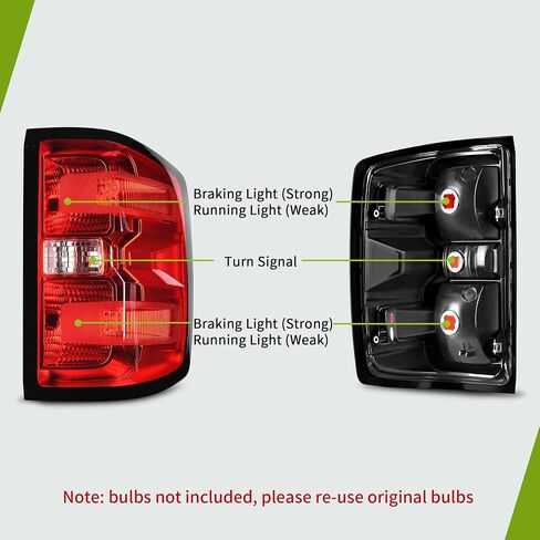 AUTOSAVER88 LED Tail Light Assembly Compatible with 2014-2019 Chevy Silverado 1500, 2015-2019 2500 HD/3500 HD, 2019 1500 LD, 2015-2019 GMC Sierra 3500 HD Brake Rear Lamp Taillights Replacement - Pair in Saudi Arabia