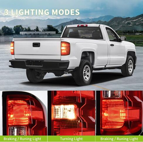 AUTOSAVER88 LED Tail Light Assembly Compatible with 2014-2019 Chevy Silverado 1500, 2015-2019 2500 HD/3500 HD, 2019 1500 LD, 2015-2019 GMC Sierra 3500 HD Brake Rear Lamp Taillights Replacement - Pair in Saudi Arabia