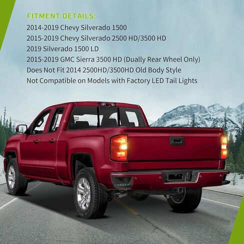 AUTOSAVER88 LED Tail Light Assembly Compatible with 2014-2019 Chevy Silverado 1500, 2015-2019 2500 HD/3500 HD, 2019 1500 LD, 2015-2019 GMC Sierra 3500 HD Brake Rear Lamp Taillights Replacement - Pair in Saudi Arabia