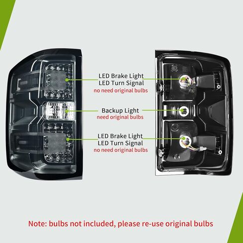 AUTOSAVER88 LED Tail Light Assembly Compatible with 2014-2019 Chevy Silverado 1500, 2015-2019 2500 HD/3500 HD, 2019 1500 LD, 2015-2019 GMC Sierra 3500 HD Brake Rear Lamp Taillights Replacement - Pair in Saudi Arabia
