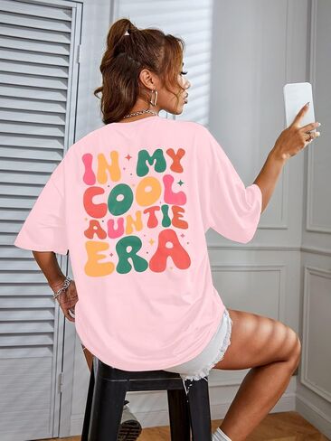 Women Oversized Auntie Shirt in My Auntie Era Shirt Funny Cool Aunt Shirt Auntie Gifts Tee Top in Saudi Arabia