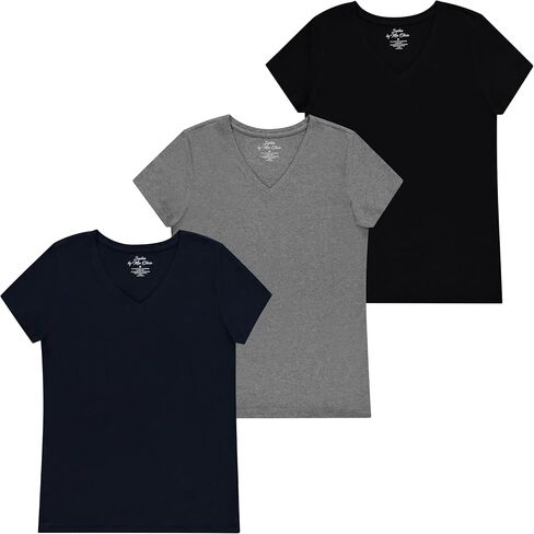 Women's Short-Sleeve V-Neck T-Shirt, Pack of 3 in Saudi Arabia
