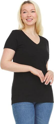 Women's Short-Sleeve V-Neck T-Shirt, Pack of 3 in Saudi Arabia