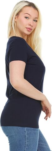 Women's Short-Sleeve V-Neck T-Shirt, Pack of 3 in Saudi Arabia