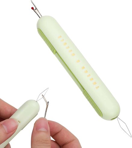 2 in 1 Needle Threader Seam Ripper, Integrated Seam Remover & Needle Threading Tool Seam Opener Sewing Device for Hand Sewing Crafting Knitting Cross Stitch Quilting Supplies (Green) in Saudi Arabia