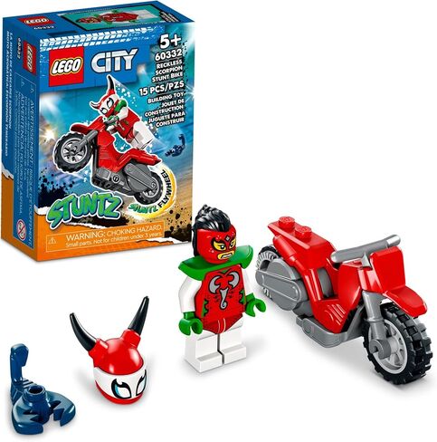 LEGO City Stuntz Reckless Scorpion Stunt Bike Set 60332 with Flywheel-Powered Toy Motorcycle and Racer Minifigure, Small Gift for Kids Aged 5 Plus in Saudi Arabia