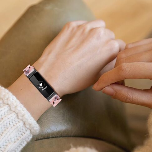 سوار AWSMORE من الراتنج متوافق مع Fitbit Inspire 2/Inspire HR/Inspire Bands، سوار سلحفاة نحيف، سوار معصم بديل، حزام إكسسوارات للنساء (زهرة وردية) in Kuwait