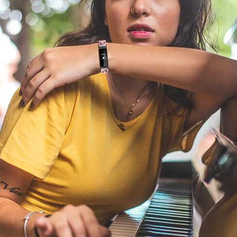 سوار AWSMORE من الراتنج متوافق مع Fitbit Inspire 2/Inspire HR/Inspire Bands، سوار سلحفاة نحيف، سوار معصم بديل، حزام إكسسوارات للنساء (زهرة وردية) in Kuwait