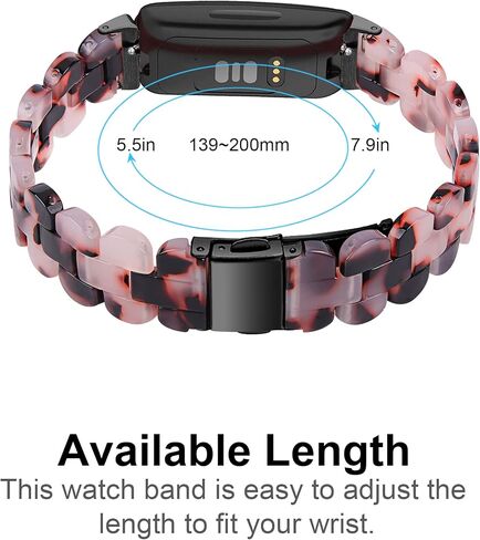 سوار AWSMORE من الراتنج متوافق مع Fitbit Inspire 2/Inspire HR/Inspire Bands، سوار سلحفاة نحيف، سوار معصم بديل، حزام إكسسوارات للنساء (زهرة وردية) in Kuwait