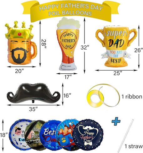 Happy Father’s Day Foil Balloons Party Decorations, World’s Best Dad Balloon Supper Dad Balloon, Dad birthday Supplies in Kuwait