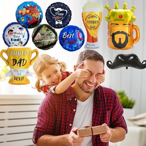 Happy Father’s Day Foil Balloons Party Decorations, World’s Best Dad Balloon Supper Dad Balloon, Dad birthday Supplies in Kuwait
