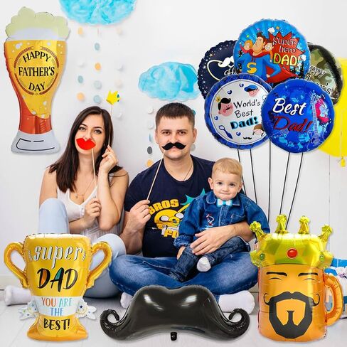 Happy Father’s Day Foil Balloons Party Decorations, World’s Best Dad Balloon Supper Dad Balloon, Dad birthday Supplies in Kuwait
