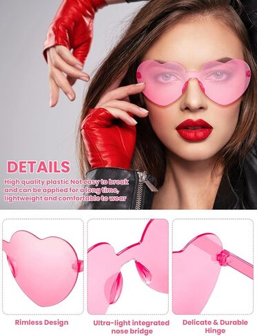 Dunzy 100 زوج من النظارات الشمسية على شكل قلب بدون إطار نظارات شمسية على شكل قلب، نظارات شمسية لحفلات الزفاف in Saudi Arabia