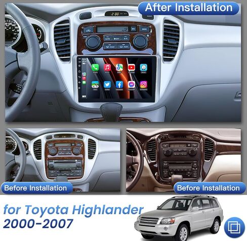 راديو Andorid 13 لسيارة Toyota Highlander 2000 2001 2002 2003 2004 2005 2006 2007 ستيريو سيارة أندرويد، 9 بوصة (1280 * 800) شاشة لمس GPS BT FM/RDS WiFi SWC AHD كاميرا in Saudi Arabia