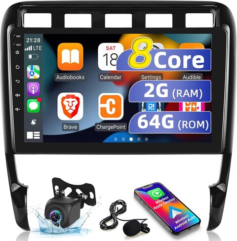ستيريو سيارة Android لبورش كايين 2002-2010 - 8 Core 2GB+64GB Carplay اللاسلكي وAndroid Auto - راديو IPS بشاشة تعمل باللمس 9 بوصة مع صوت DSP/WiFi/SWC + كاميرا احتياطية AHD in Saudi Arabia
