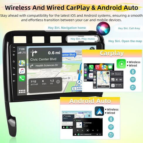 ستيريو سيارة Android لبورش كايين 2002-2010 - 8 Core 2GB+64GB Carplay اللاسلكي وAndroid Auto - راديو IPS بشاشة تعمل باللمس 9 بوصة مع صوت DSP/WiFi/SWC + كاميرا احتياطية AHD in Saudi Arabia
