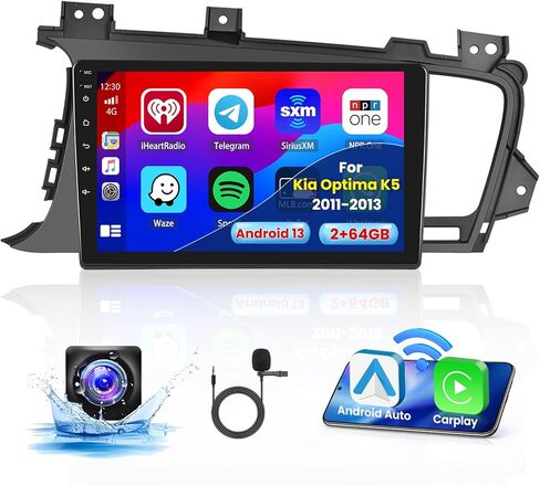 راديو ستيريو للسيارة 2+64G Android 13 CarPlay لسيارة Kia Optima K5 2011-2013، شاشة لمس عالية الدقة 9 بوصة متوافقة مع Android Auto، كاميرا احتياطية AHD، وصلة مرآة، GPS، WiFi، FM RDS in Saudi Arabia