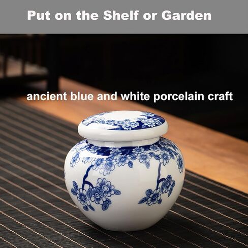 Handmade Ceramic Pet Urn for Dogs, Cats, Pet Blue and White Porcelain Ash Urn, Chinaware Memorial Cremation Funeral Burial Urn Keepsake, Forever Memory Box Memorial(White/Blue) in Kuwait