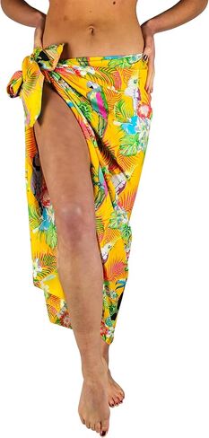 KING KAMEHA Funky Hawaiian Sarong Beach Wrap Pareo for Women Casual Bikini Cover Up Very Loud Swimsuit Print Cherryparrot in Saudi Arabia