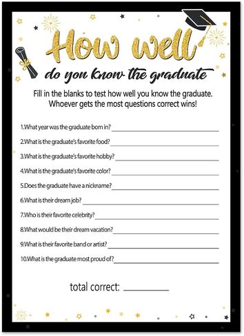 2024 Graduation Party Games Card, Graduation Table Games Cards, How Well Do You know the Graduate Game Cards, Celebration of 2024 for High School College Graduation Party Ideas Supplies 30PCS in Saudi Arabia