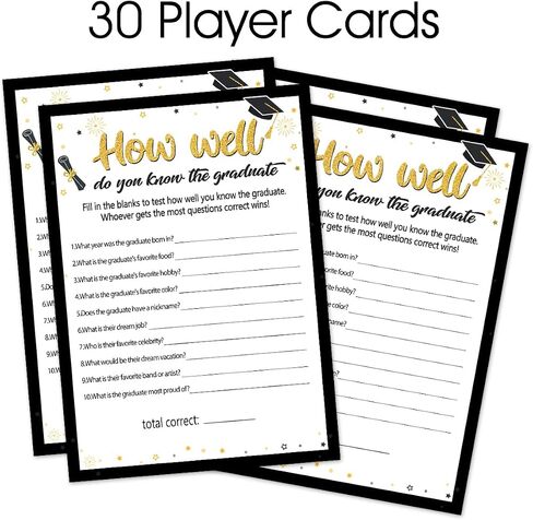 2024 Graduation Party Games Card, Graduation Table Games Cards, How Well Do You know the Graduate Game Cards, Celebration of 2024 for High School College Graduation Party Ideas Supplies 30PCS in Saudi Arabia