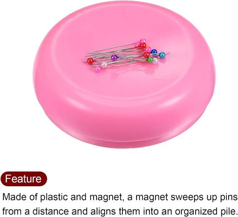 HARFINGTON Magnetic Pin Cushion Round Shape with 100pcs Multicolor Plastic Head Pins, Magnetic Pins Holder for Sewing Quilting Needles Pins Hair Bobby Pins, Pink in Saudi Arabia